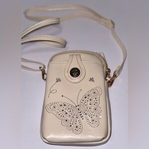 APHISON Mini Cell Phone Purse vegan leather cream